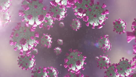 animación de células de macro coronavirus covid-19 flotando en una vena. 4k