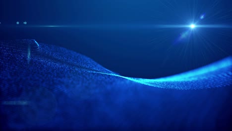 ciberespacio futurista partículas abstractas remolino dinámico como ondas brillantes con destello de la lente. 4k uhd 3d diseño de plantilla de bucle de video de fondo.