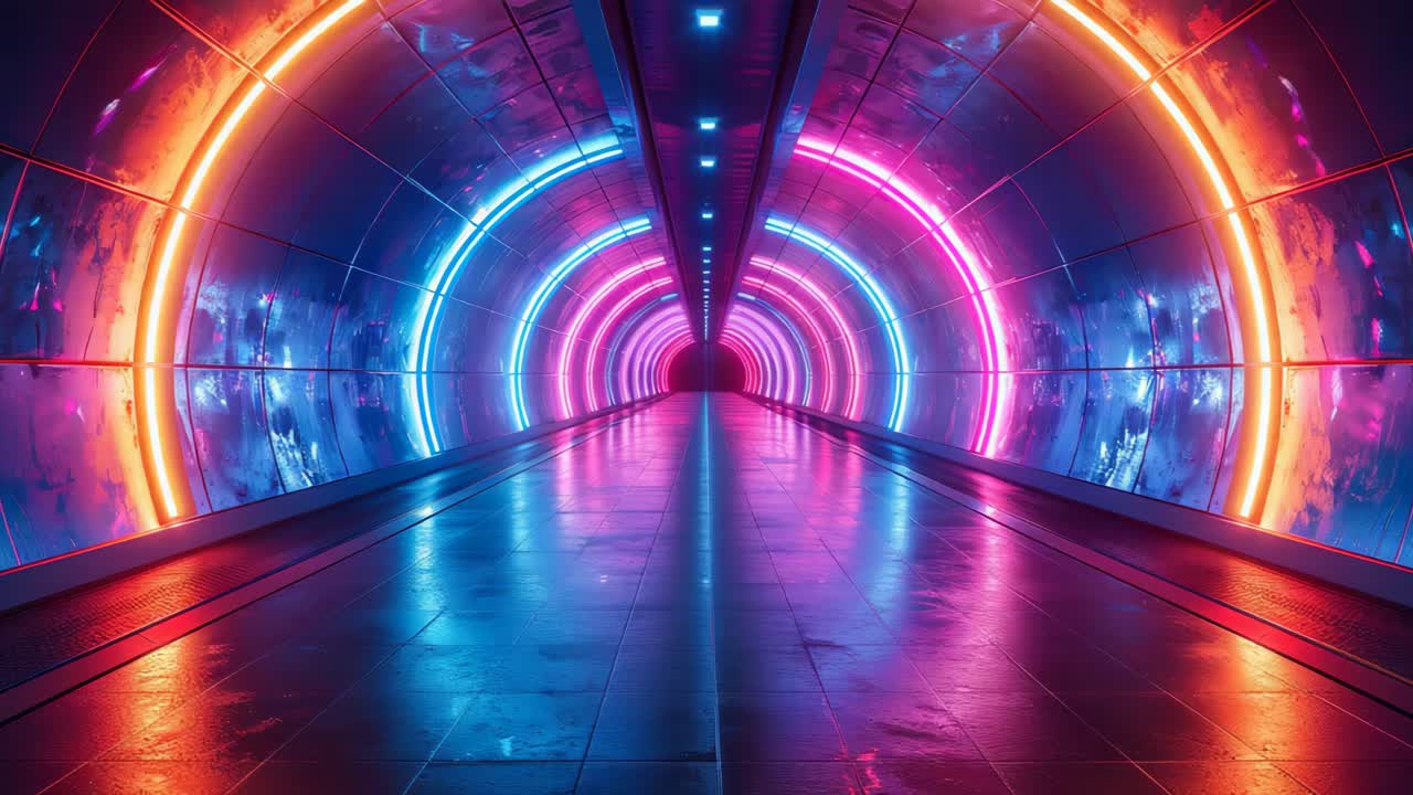 Neon Tunnel with Pink and Blue Lights