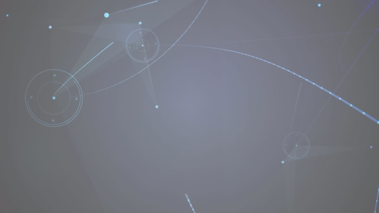 animación digital de redes de plexo y puntos de luz contra un fondo gris