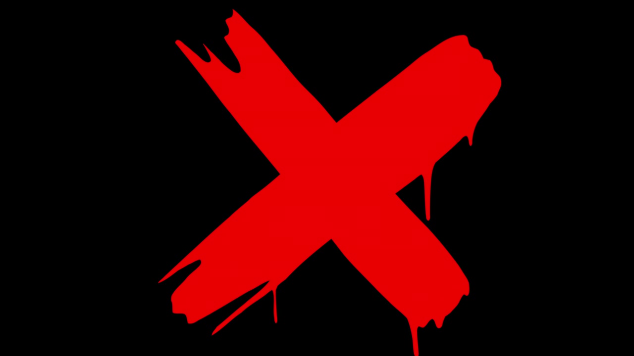Red Painted X Symbol Appearing on Black Background