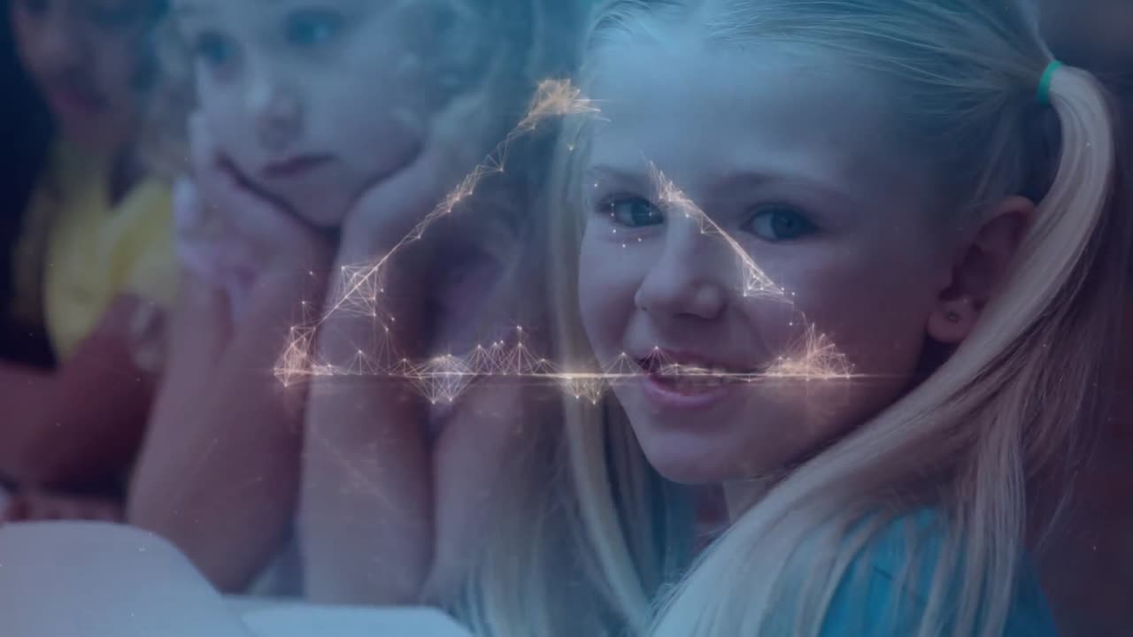 animación de formas sobre diversos escolares aprendiendo en el aula