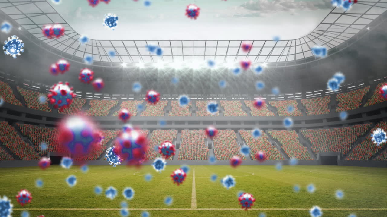 клетки covid-19 против спортивного стадиона