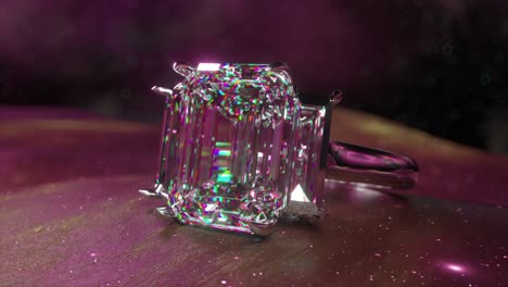 elegante anillo de diamante cortado en esmeralda