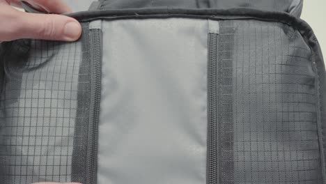 zippered backpack interior detail