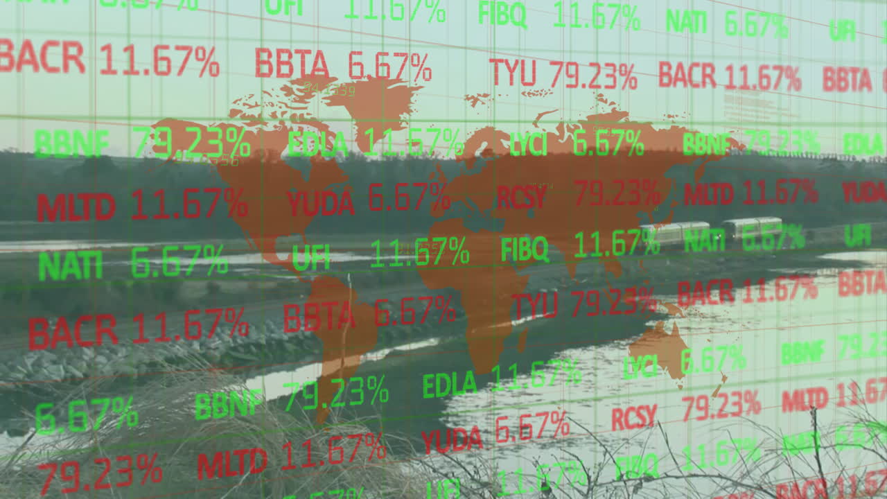 株式市場データ アニメーション 世界地図と自然景観