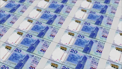 20-Billetes-De-Dólar-De-Hong-Kong-Impresos-Por-Una-Prensa-De-Dinero