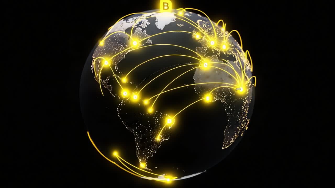 Visualizing Global Connectivity: A Stunning Representation of Interconnectedness Through Illuminated Data Paths and Networked Regions of the World