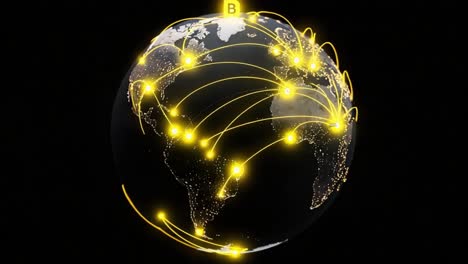 visualizing global connectivity: a stunning representation of interconnectedness through illuminated data paths and networked regions of the world