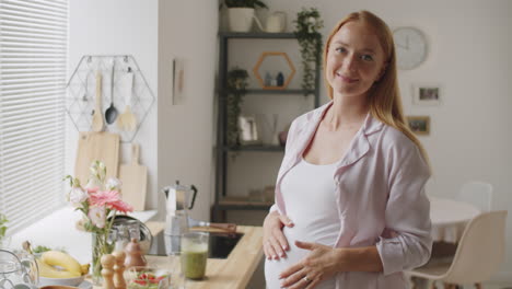 mujer embarazada en la cocina