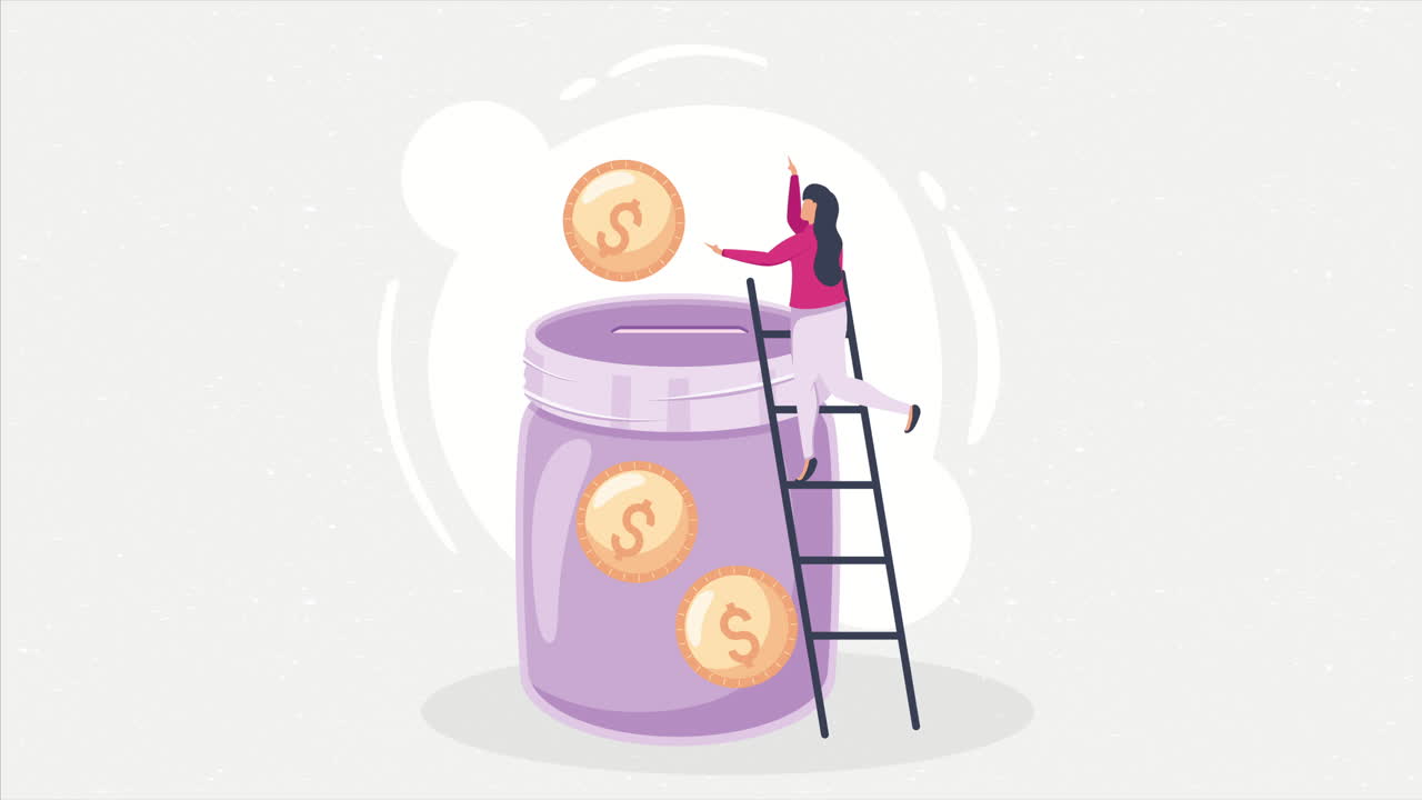 female volunter lifting money animation
