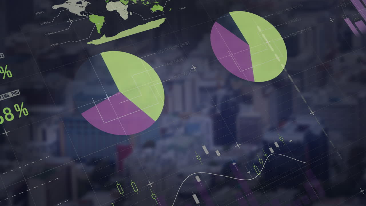 animación del procesamiento de datos sobre el paisaje