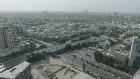 Aerial-View-Of-Shahrah-e-Faisal-Road-Flyover-In-Karachi