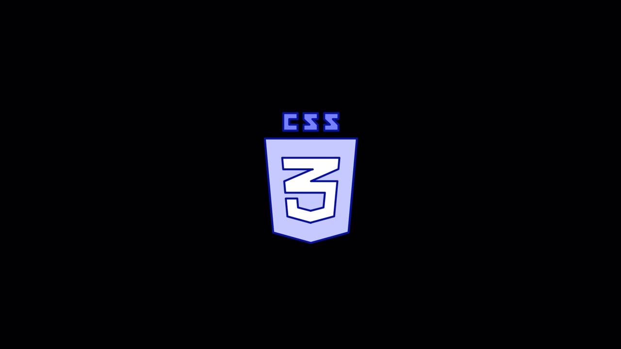 Logo animato del linguaggio di programmazione CSS3 su sfondo nero