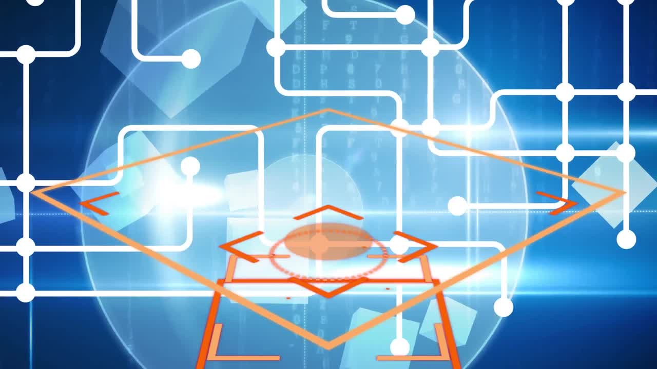 파란색 배경 위에 지구를 가진 연결 네트워크의 애니메이션