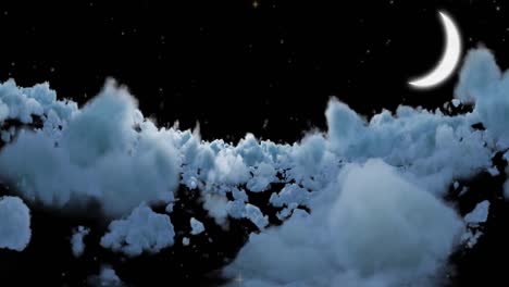 animación de la luna y las nubes moviéndose sobre un fondo negro