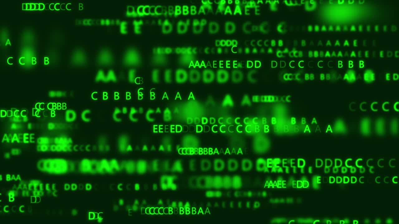 pantalla de color verde con código de texto digital