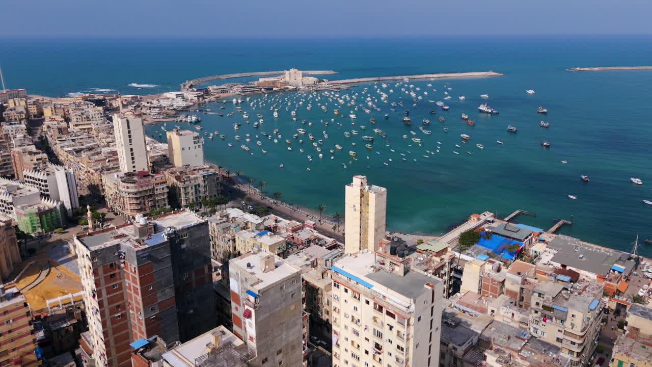 Aerial of Alexandria’s waterfront promenade