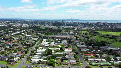 aerial overlooking geelong city towards you yang mountains