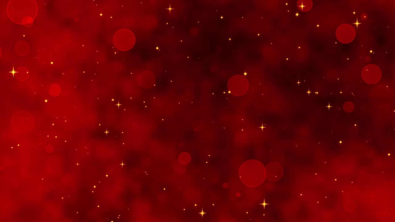 빨간색 크리스마스 배경에 빨간색 콘페티, 눈송이 및 보케 조명