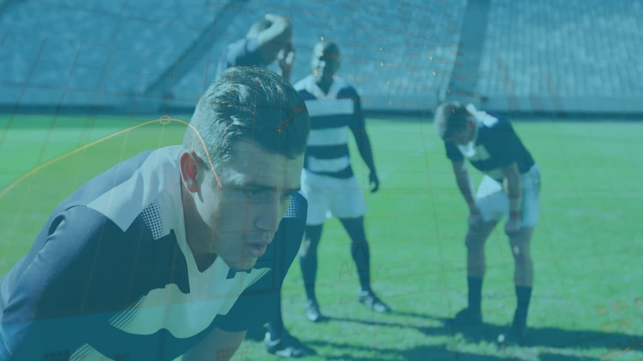 다양한 럭비 선수에 대한 통계 및 데이터 처리의 애니메이션