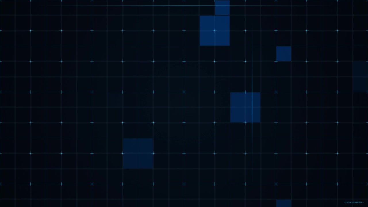 Digital Grid Interface with Moving Blue Squares