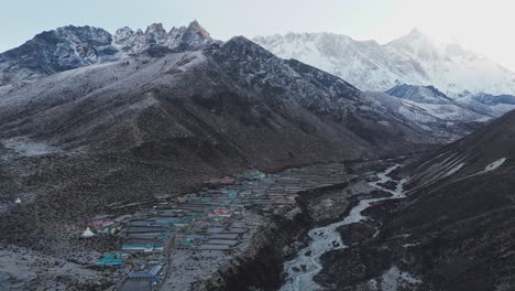 breathtaking landscapes of the everest region with snow-capped peaks, glacial rivers, and serene valleys along the iconic base camp trekking route in nepal