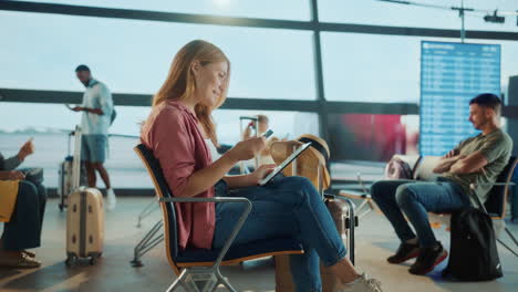 people waiting at airport terminal
