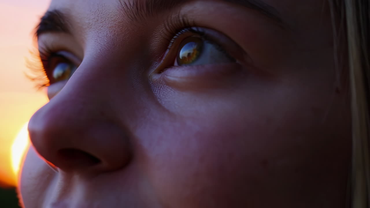 Girl looking at sunset