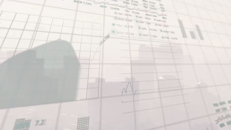animation der statistischen und börsendatenverarbeitung anhand einer luftaufnahme des stadtbildes