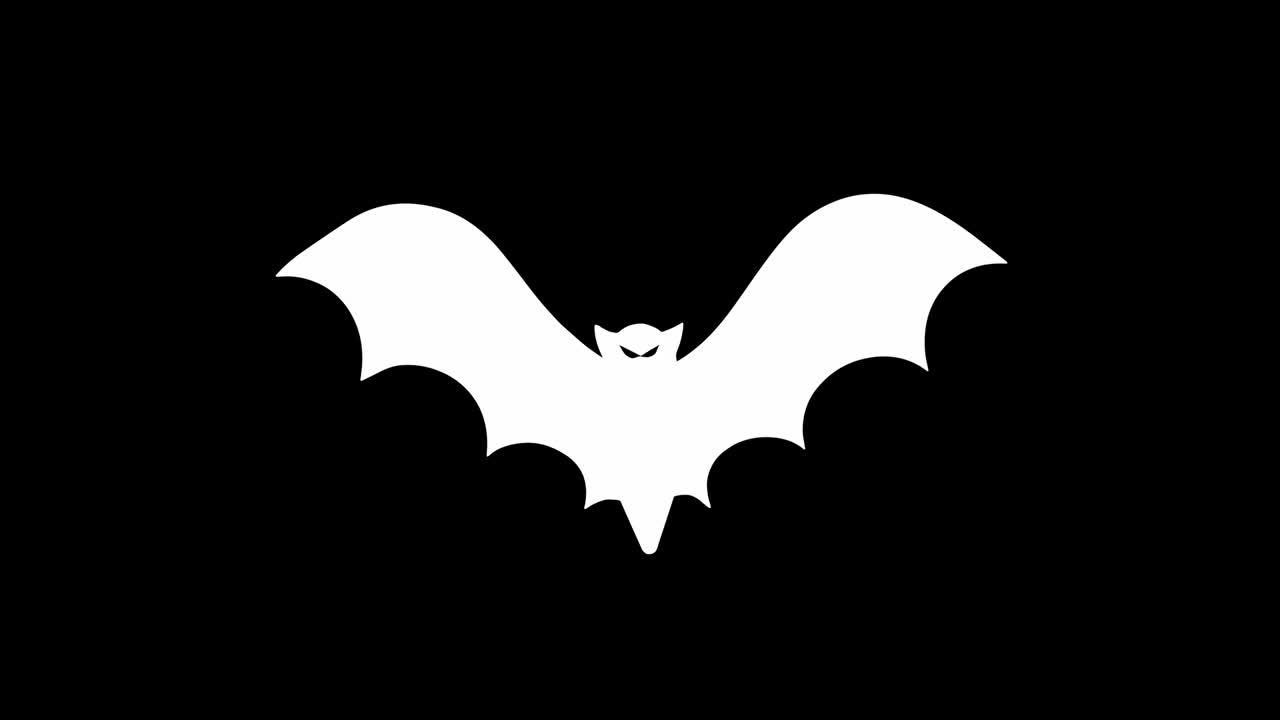 Halloween Flying bat animation on black background. 4K