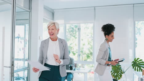 senior, ceo and worker high five for support