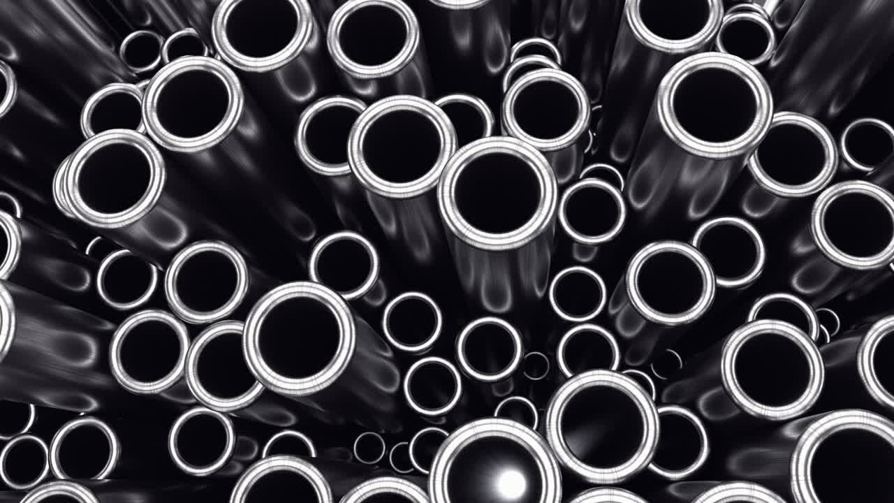 tubos metálicos con textura detallada. vuelo de la cámara suave. video 4k uhd