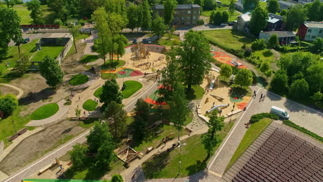 elevated perspective of a recreational zone featuring sports and leisure activities