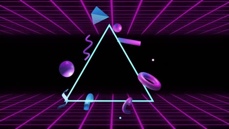 animación de formas y cuadrículas 3d abstractas sobre un fondo negro