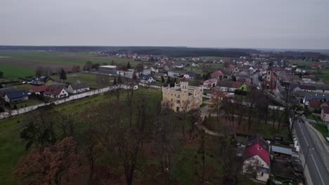 stunning drone video shots europe castle in opolskie