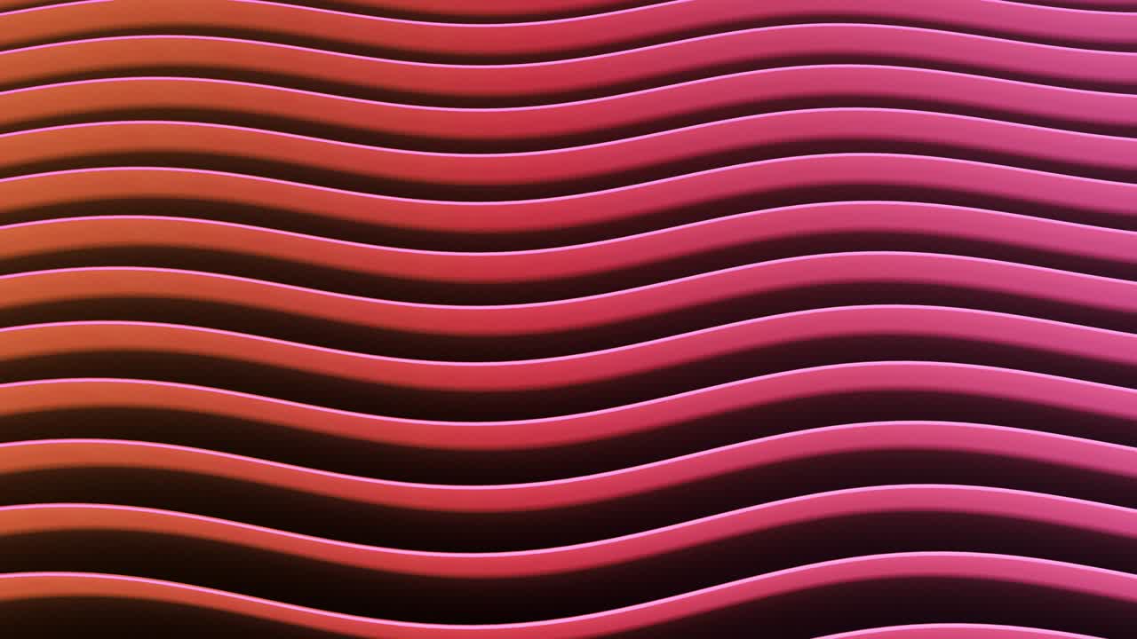 Abstract color horizontal waves 3d shapes set of different color animation. 4k looping footage.