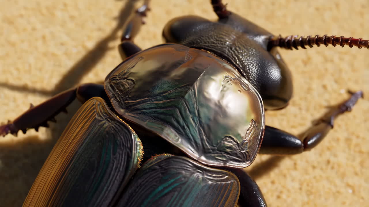 Macro Close-up of an Iridescent Beetle