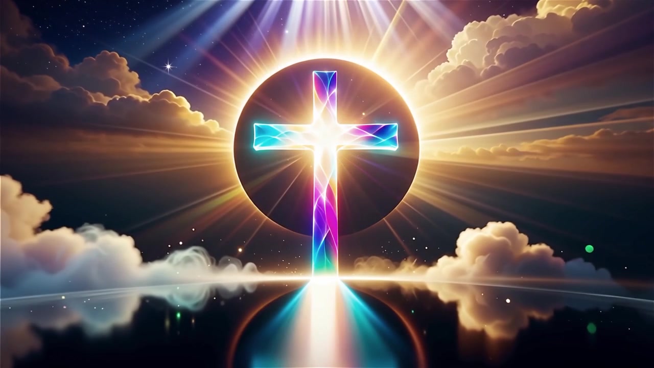 Christian Cross Heavenly Light Worship Background