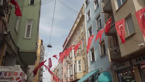 turkish street scene with flags