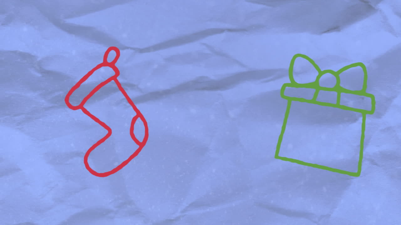 animación de dibujos a mano de decoraciones navideñas en fondo de papel blanco