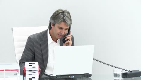 hombre de negocios maduro hablando por teléfono