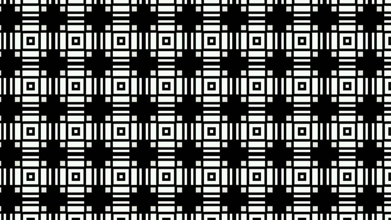 Black and white tile pattern geometric style made on a black background sideward animation - Graphic