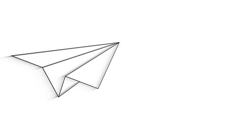 3d icono de línea animación de avión de papel en fondo blanco.