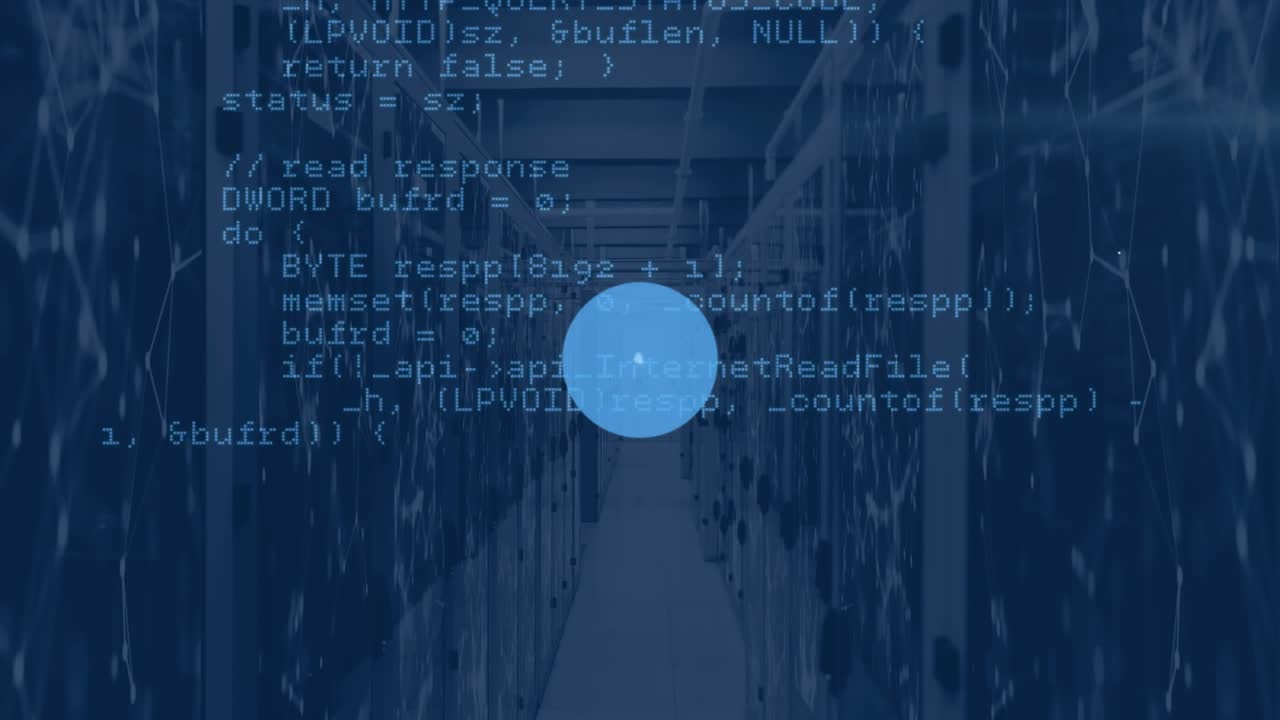 Animation d’un réseau de connexions avec des icônes sur des serveurs informatiques