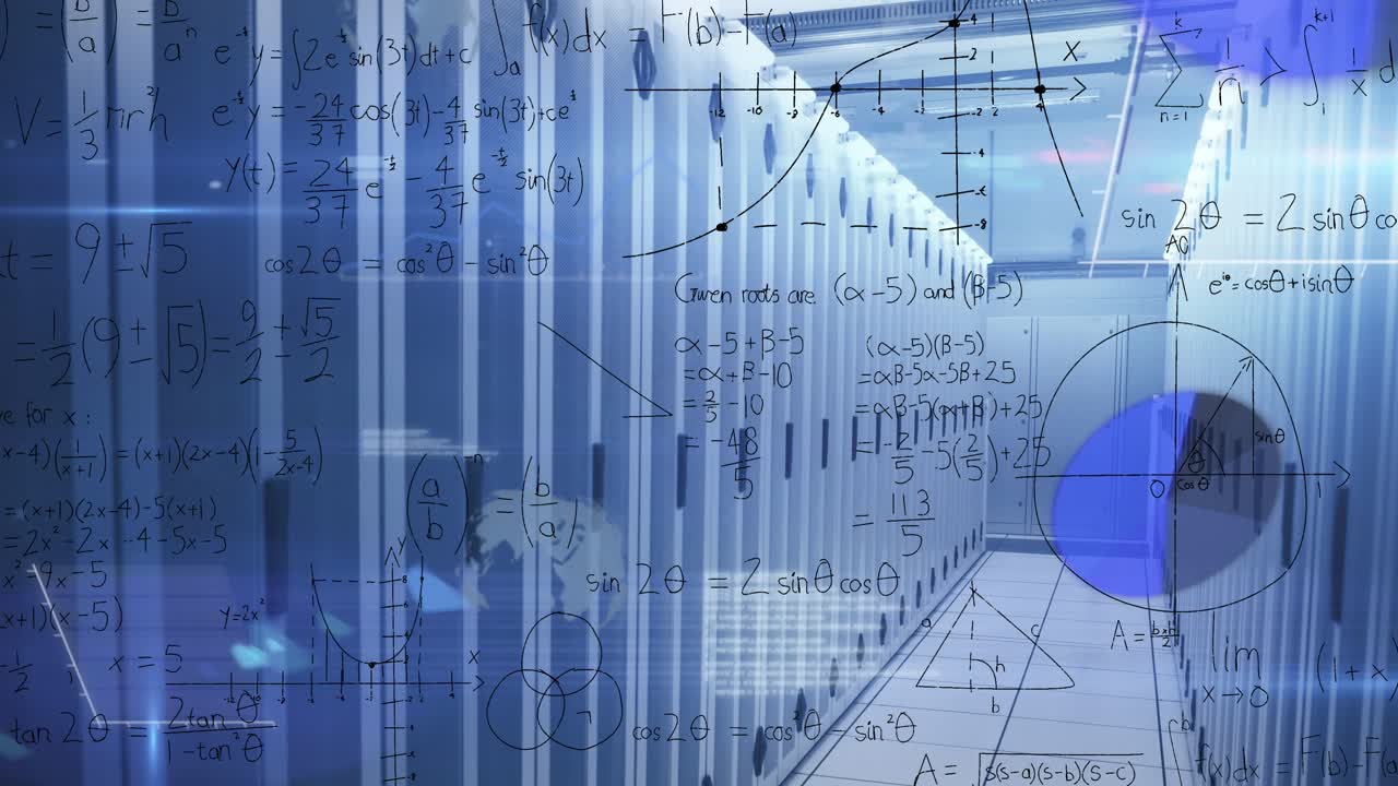 Animation of data processing over server room