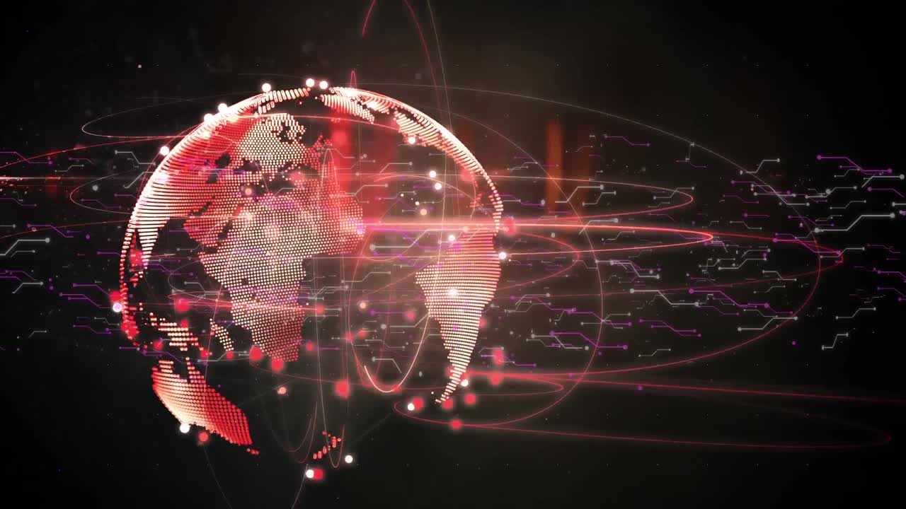 animación de la rotación del globo con redes de conexiones