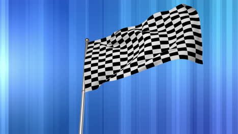 bandera de carreras en fondo azul