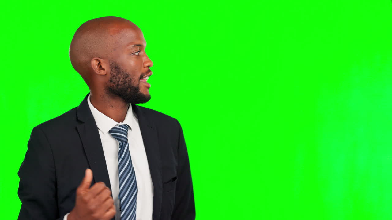 Black man, business and presentation talking