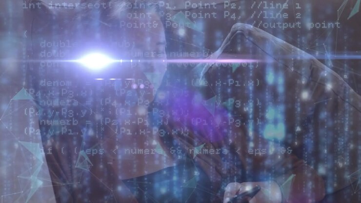 Animazione di elaborazione di dati finanziari su un uomo d'affari